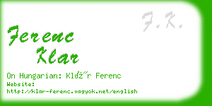 ferenc klar business card